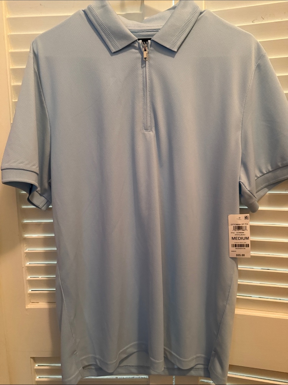 Alfani Light Blue Zip Polo Shirt